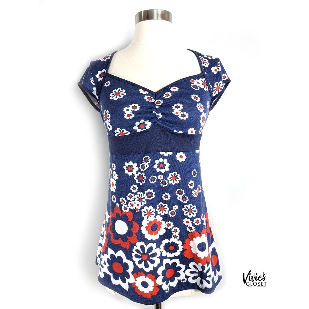 Charlotte Russe Floral Tie Back Dress Top Sz S